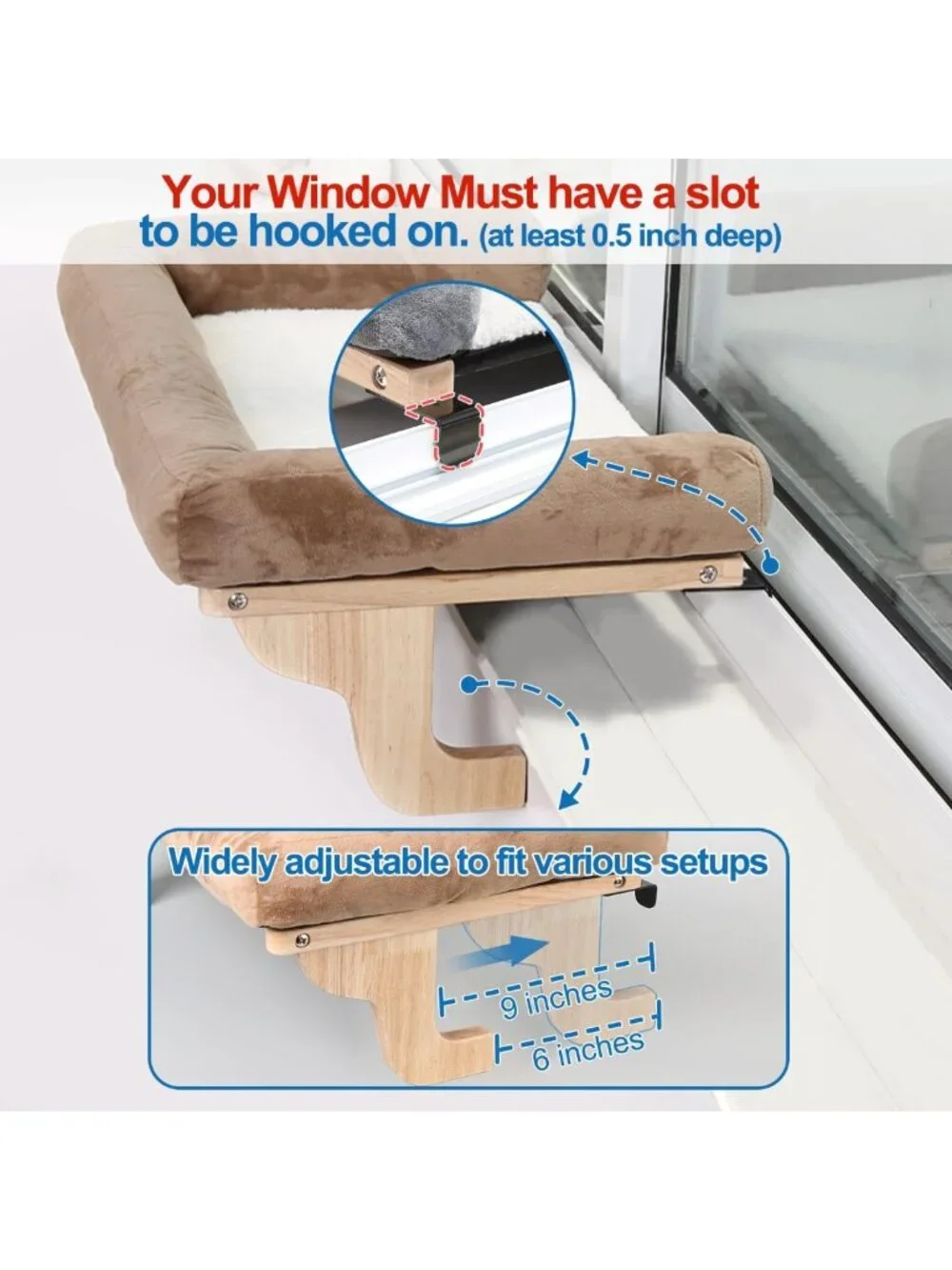 Cozy Cat Window Perch with Bolster - Orthopedic Hammock, Sturdy Metal Frame